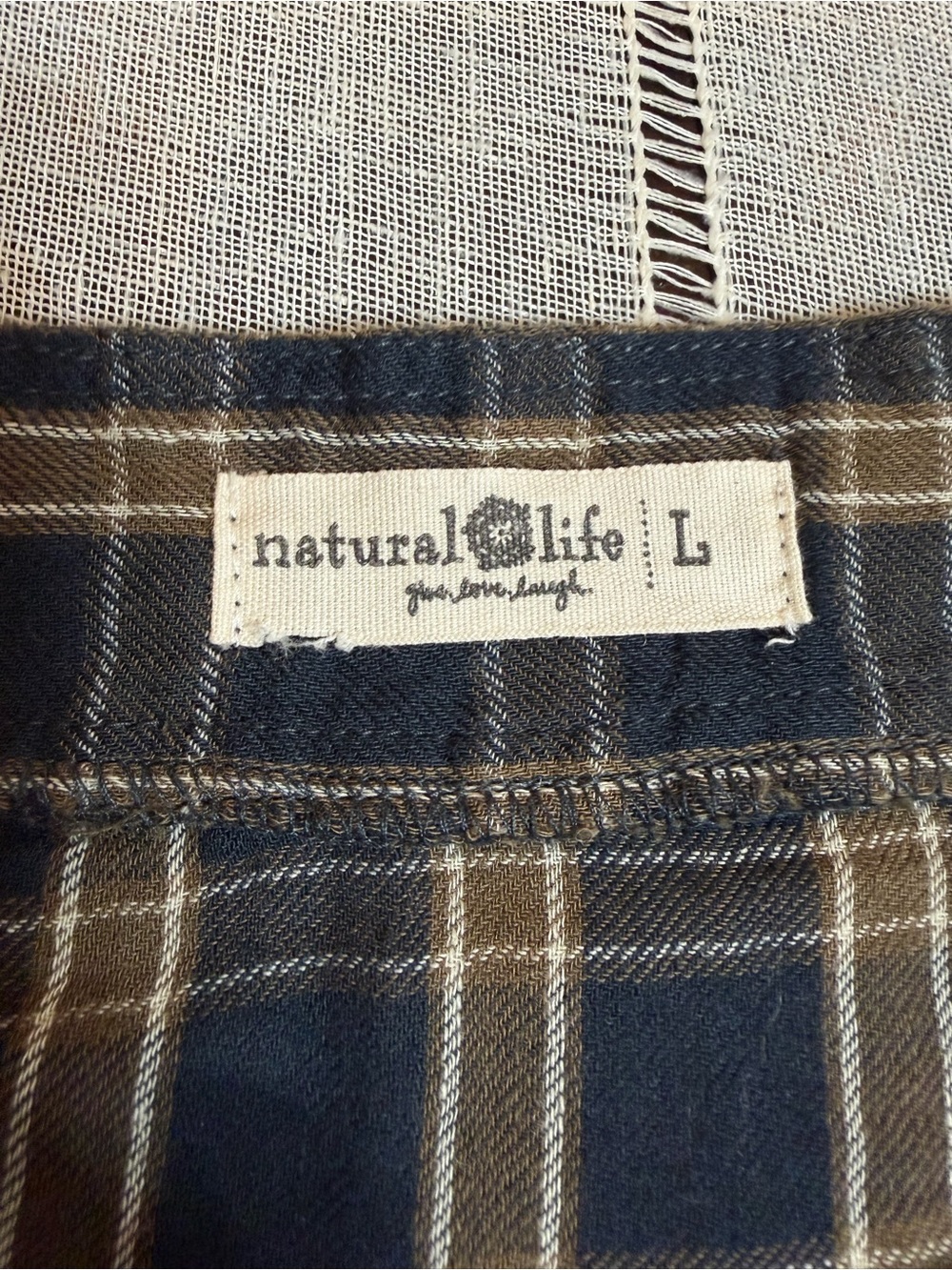 Natural Life Flannel Plaid Tiered Maxi Dress Boho Cottagecore Farmhouse Large - Picture 11 of 12